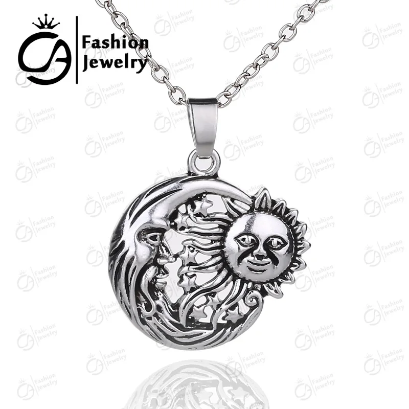 Ожерелье с подвеской Wicca Crescent Moon античное серебряное ожерелье в виде амулета #
