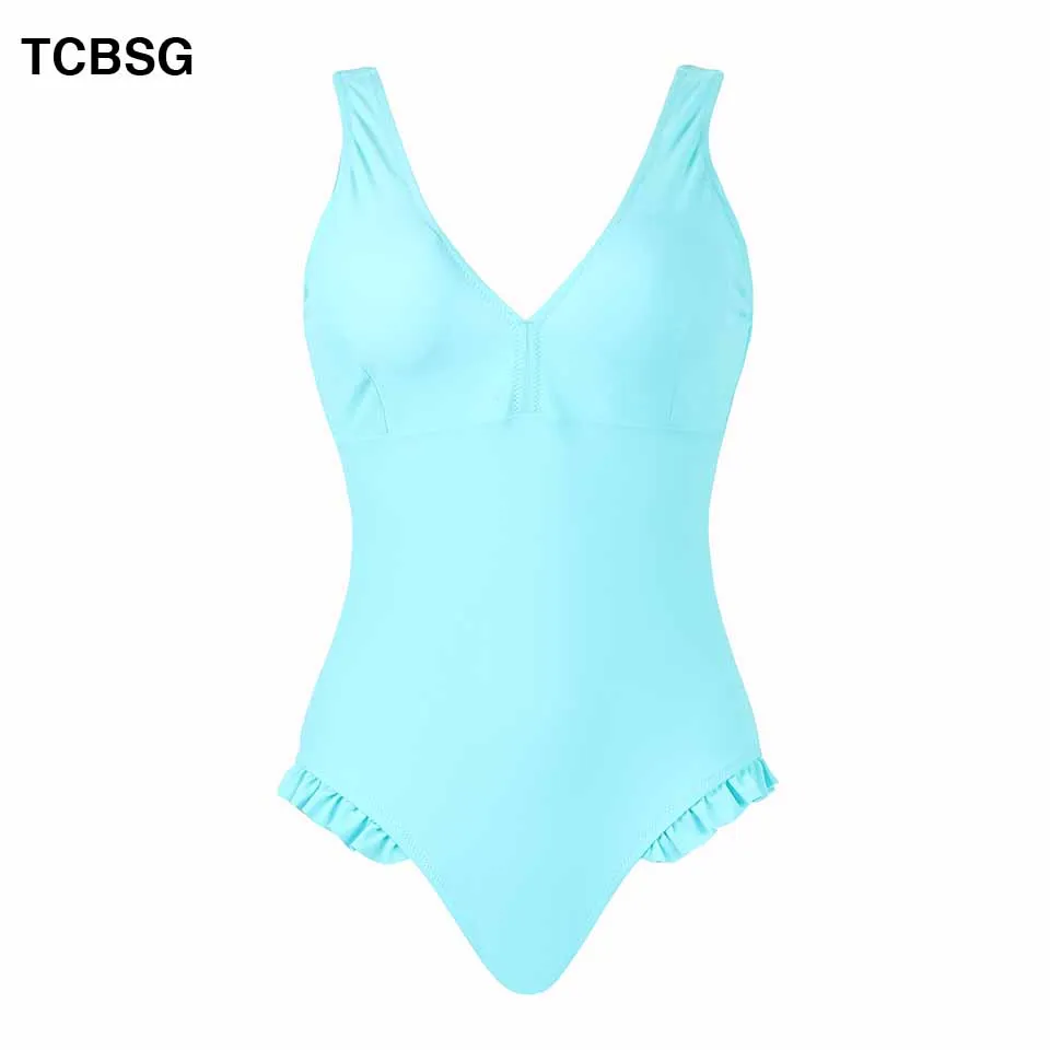

TCBSG One Piece Swimsuit Plus Size Swimwear Women Solid Swimwear Vintage Retro Bathing Suits Push Up Monokini backless Swimsuit