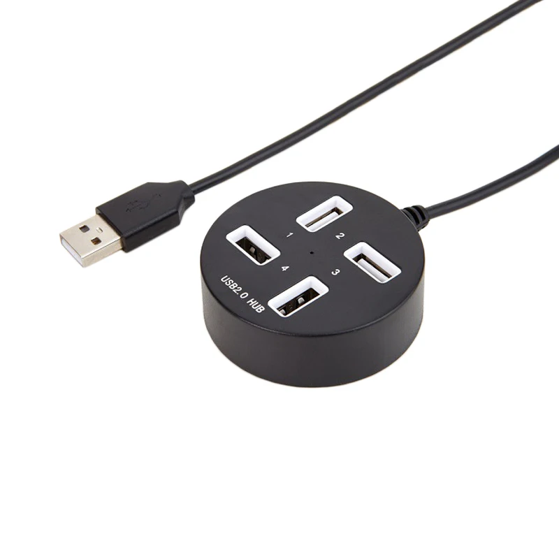4 Ports USB 2.0 Smart Hub Combo Circular USB Hub Splitter for PC