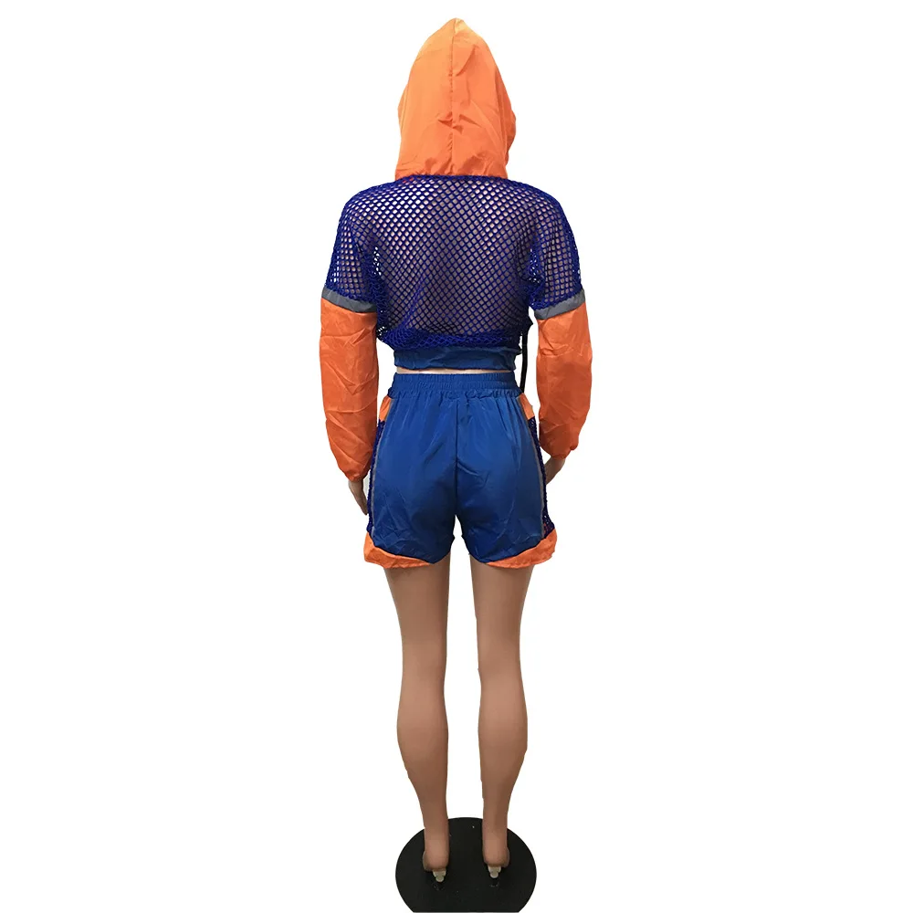Толстовки комплект из 2 предметов шорты с капюшоном женские сеткой байкер