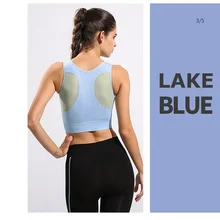 JIGERJOGER Плюс Размер M, L, XL, Голубое озеро, бесшовный спортивный бюстгальтер с открытой спиной, сетчатый женский бесшовная борцовка для фитнеса, бюстгальтеры с подкладкой для йоги