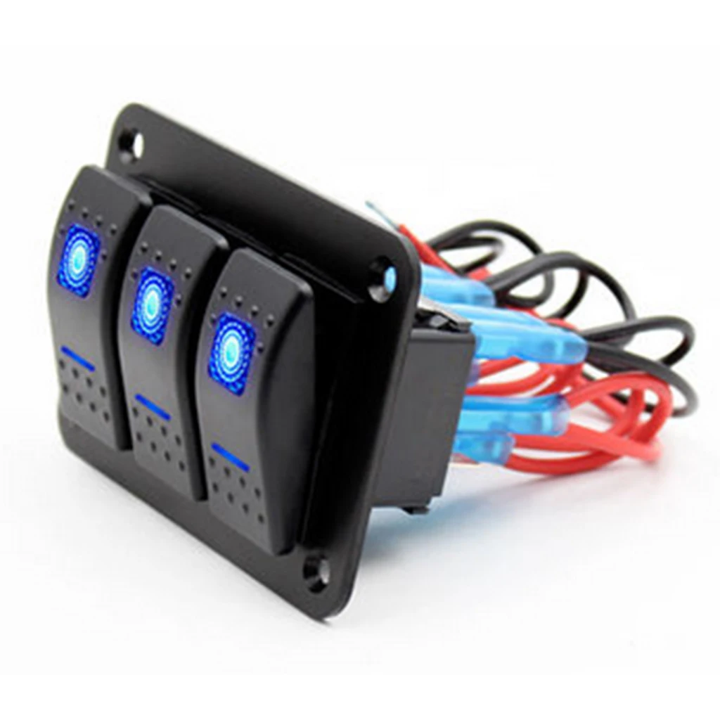 

3 Gang Rocker Switch Aluminum Panel Waterproof Toggle Switches For Marine Boat Car Vehicle Trailer Truck SUV RV Camper ATV Etc