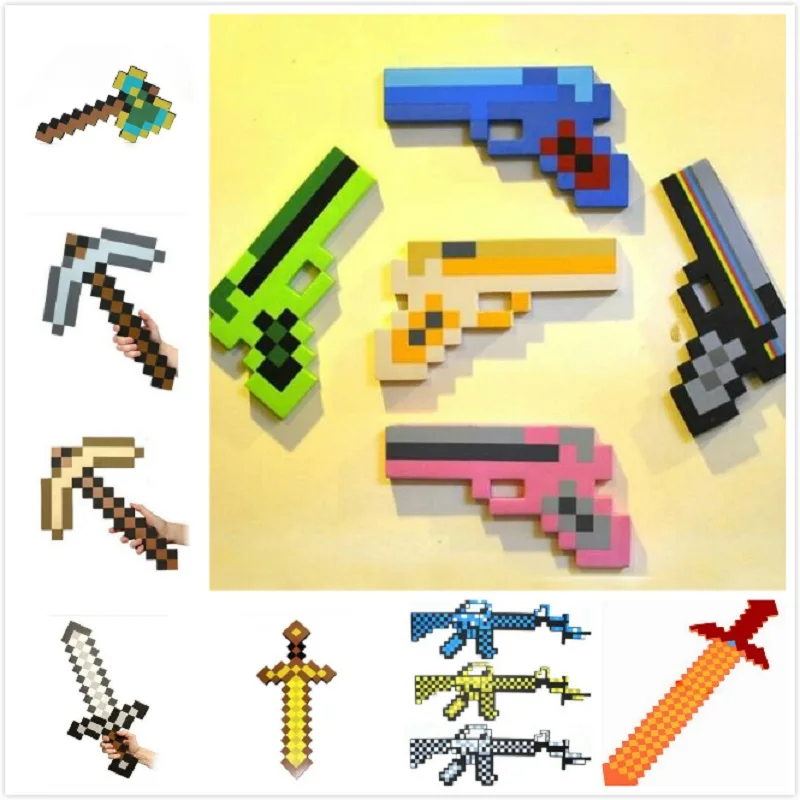 

14 Styles Minecraft Eva Foam Diamond Pick Axes Gun Hamaxe Swords Model Kids Action Figure Toys Brinquedos Cosplay Collections