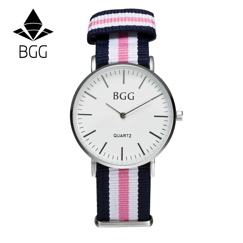 

Bgg Sports Women Wrist Watches Nylon Watchband Top Luxury Brand Fashion Females Geneva Quartz Clock Ladies Running Wristwatch