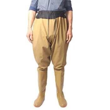 110cm Waist Breathable Mesh Fishing Waders Thickning Waterproof One-Piece Suits PVC Material Boots Soft Soles Fishing Waders