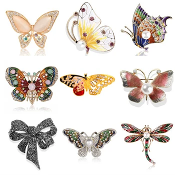 

Natural Animals Brooch Pins Bee Dragonfly Butterfly Brooches For Women Crystal Costome Jewelry