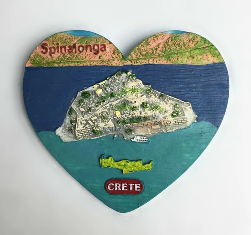 Handmade Painted Map Of Greece Resin 3D Fridge Crete Tourism