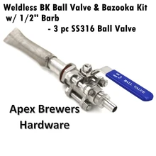 Бесшовных вскипятить чайник мяч Клапан и Базука комплект W/1'" Барб, 6" Базука, 3 предмета ss316 мяч Клапан, Пивоваров Аппаратные средства