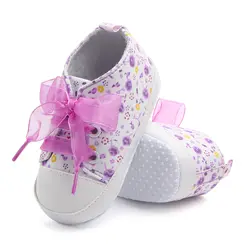 Новое поступление неотразимо Кружево Riband мягкая подошва для маленьких девочек и мальчиков парусиновая обувь повседневная Обувь первых