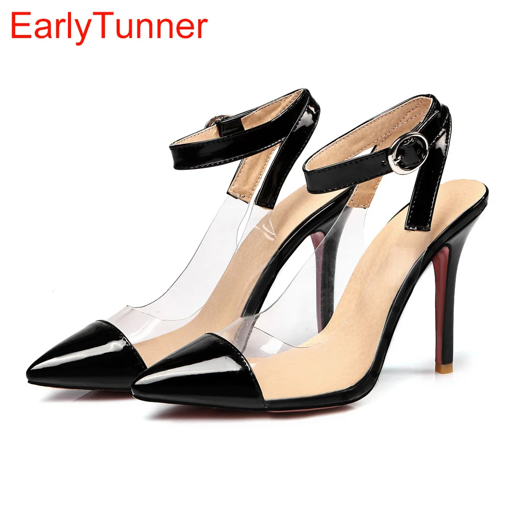 Распродажа, новые милые черные и красные женские сандалии телесного цвета, абрикосового цвета, модная женская повседневная обувь на высоком каблуке, большие размеры 12, 31, 47, EM22