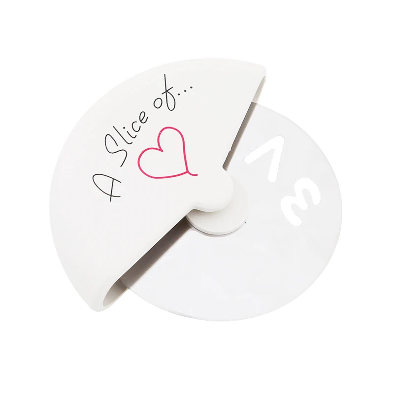 A Slice Of Love Stainless Steel Pizza Cutter Wheel Round Shape Pizza Fondant Pastry Knife Wedding Supplies Pizza Tools