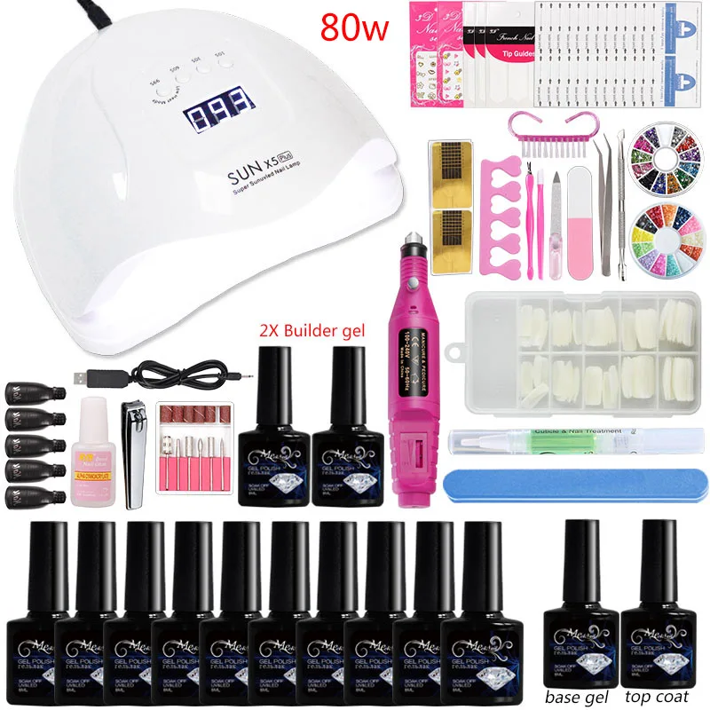 

Acrylic Nail Kit Manicures 10 Color Gel Nail Polish Nail Kit Quick Extension Polygel Manicure Set Supplies for Professionals
