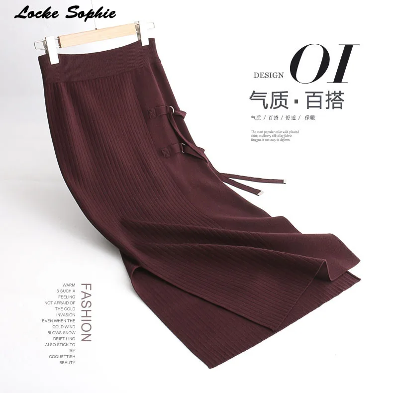 Hight waist skirts Women's Long 2019 Spring New Fashion knitting cotton Irregular Open fork Ladies Skinny Girls | Женская одежда