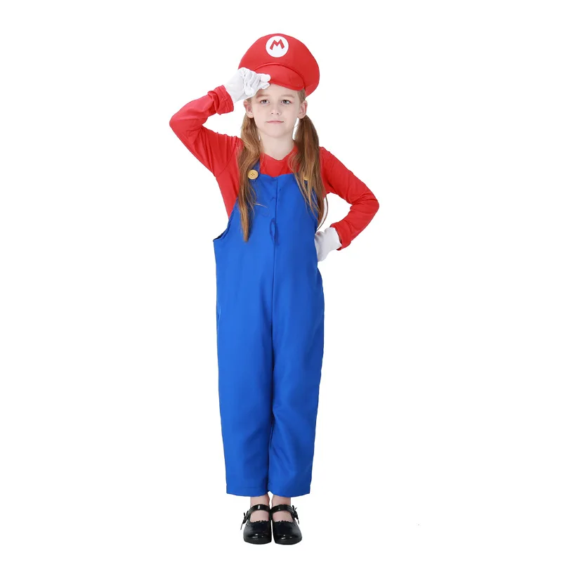 Детский Забавный костюм для косплея Super Mario Luigi кружевное платье с шляпой Детский костюм для вечеринок, милые детские костюмы