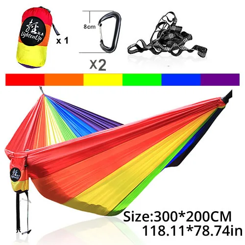 2in1 3in1 двойной гамак Кемпинг гамак выживания парашют ткань Портативный двойной лицо гамак для отдыха на открытом воздухе - Цвет: 22