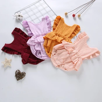 

Fashion Baby Newborn Girls Backless Design Flare Sleeve Romper Infant Casual Jumpsuit Outfits Home School Clothes