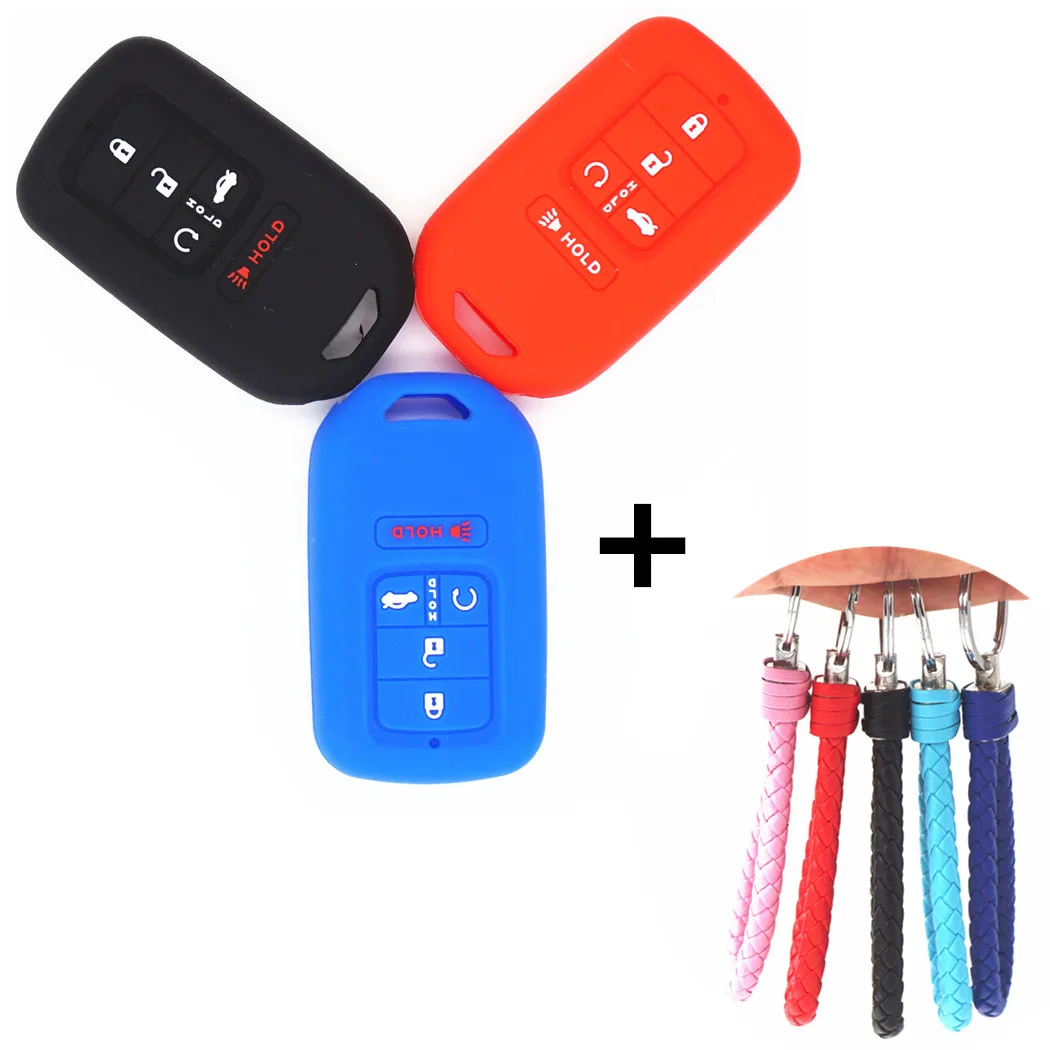 

WFMJ Silicone 5 Buttons Smart Remote Car Key Chain Cover Case for A2C81642600 2015 2016 2017 Honda Pilot CR-V Civic Accord
