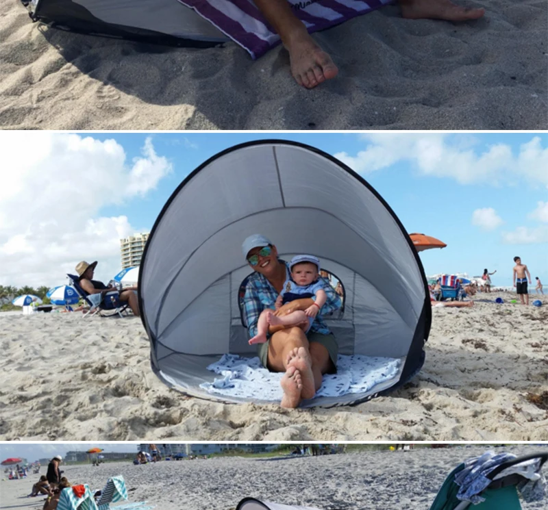 Автоматический Сверхлегкий пляжный тент с серебряным покрытием для 1-2 человек