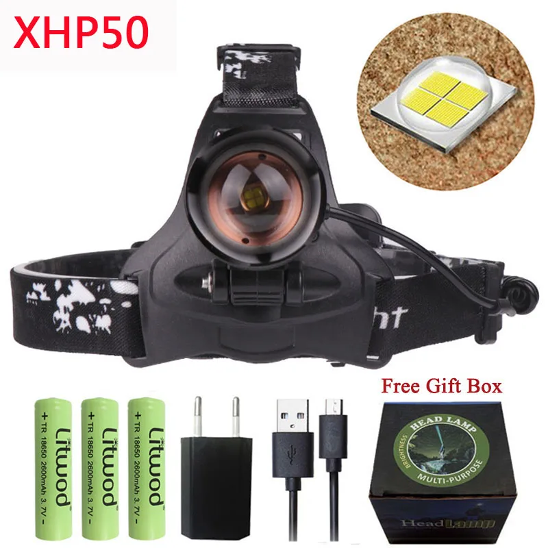 Z90 Litwod 2808 XLamp XHP70.2 светодиодный 32 Вт zoom светодиодный налобный фонарь 4292lm лучший яркий Мощный налобный фонарь - Испускаемый цвет: G