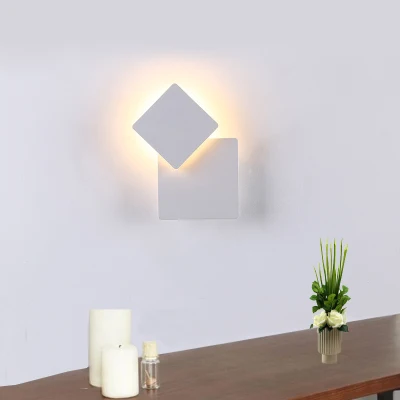 Настенные лампы Белый AC85-265V настенный светильник для помещений светодиодный настенный светильник для спальни вращающийся позолоченный металлический светодиодный бра - Цвет абажура: Square