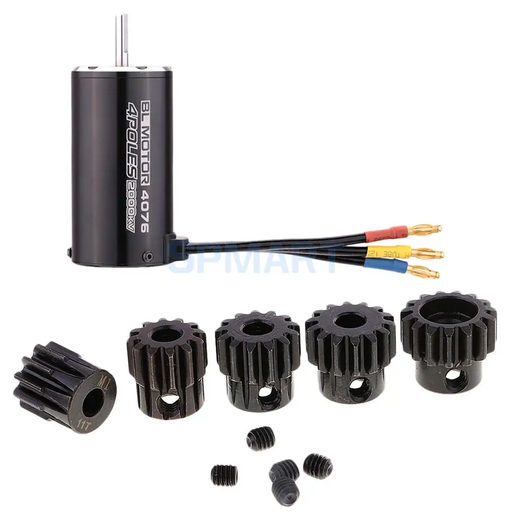 

4076 2000KV/4P 4Hole Waterproof Brushless Motor+M1 5mm 11T 12T 13T 14T 15T Pinion