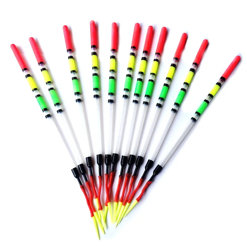 15PCS Fishing Floats Hollow Plastic Float Striking Length 14cm 16cm