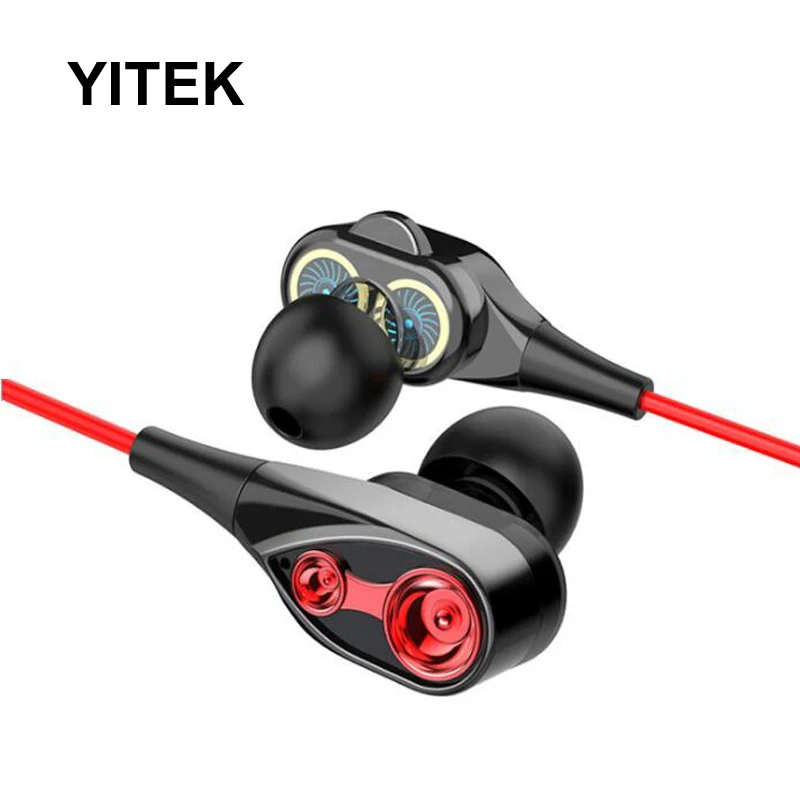 

YITEK BL03 Dual Drive Stereo earphone In-ear Headset Hifi Earbuds Bass Earphones for iPhone Huawei 3.5mm Earphones with Mic