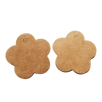 

4x4cm /1.57x 1.57 '' DIY Craft Jewelry Paper Tag 500Pcs/Lot Flower Kraft Paper Candy Box Tags For Wedding Price Tags H0126