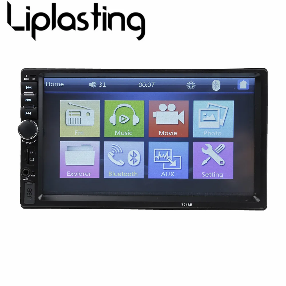

Liplasting New 2 Din 7'' inch LCD Touch screen Car Radio Player Support Languages Menu Blutooth Hands Free Rear View Camera