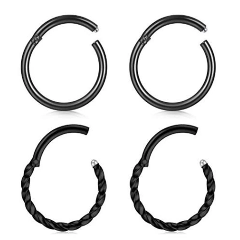 JFORYOU шарнирное кликер сегмент перегородка нос губы кольцо обруч хряща Tragus Sleeper серьги 4 шт. 16 г нержавеющая сталь пирсинг тела