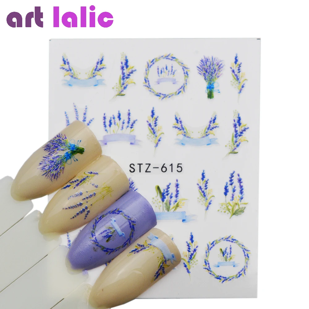 

Lavender Nail Stickers on Nails Blooming Flower Stickers for Nails Watermark Nail Art Water Transfer Stickers Decals