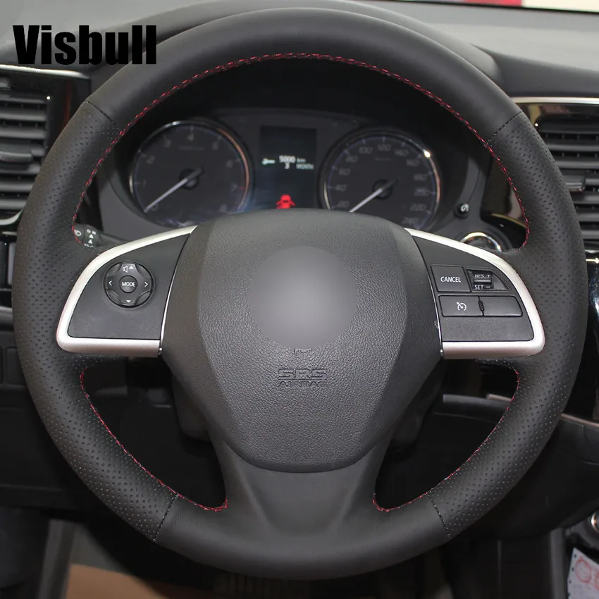 Visbull черный PU кожаный чехол рулевого колеса автомобиля V1075 для Mitsubishi Outlander 2013 2014