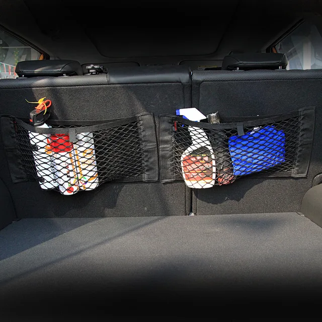 

Car Rear Trunk Seat Elastic String Storage Mesh Net Bag Luggage Holder Pocket Sticker Trunk Organizer Car styling Seat back bag