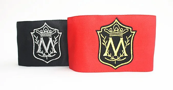 MJ In Memory Of Michael Jackson Classic M Letter Stitchwork MagicTape Red Black Punk Fashion Printing Arm-band Arm Warmers