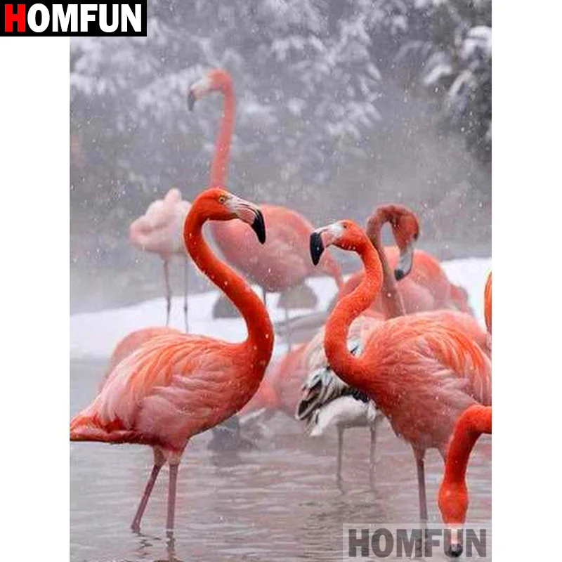 Алмазная 5D картина HOMFUN животное Фламинго алмазная вышивка с полными