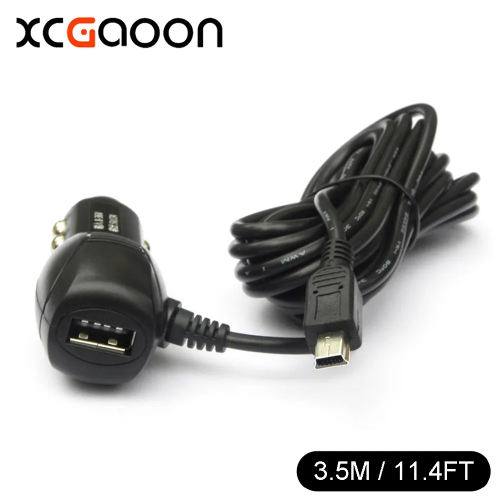 3.5m Car Charger Adapter Mini USB Interface Cable DC 12-24V for GPS Recorder DVR