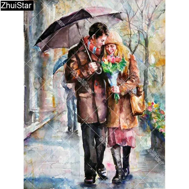 

Full Square Drill 5D DIY Diamond Painting "Couple holding umbrella" 3D Embroidery Cross Stitch Rhinestone Mosaic Decor Y4