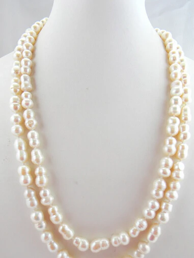 

huij 004902 48''10mm white baroque double freshwater pearl necklace