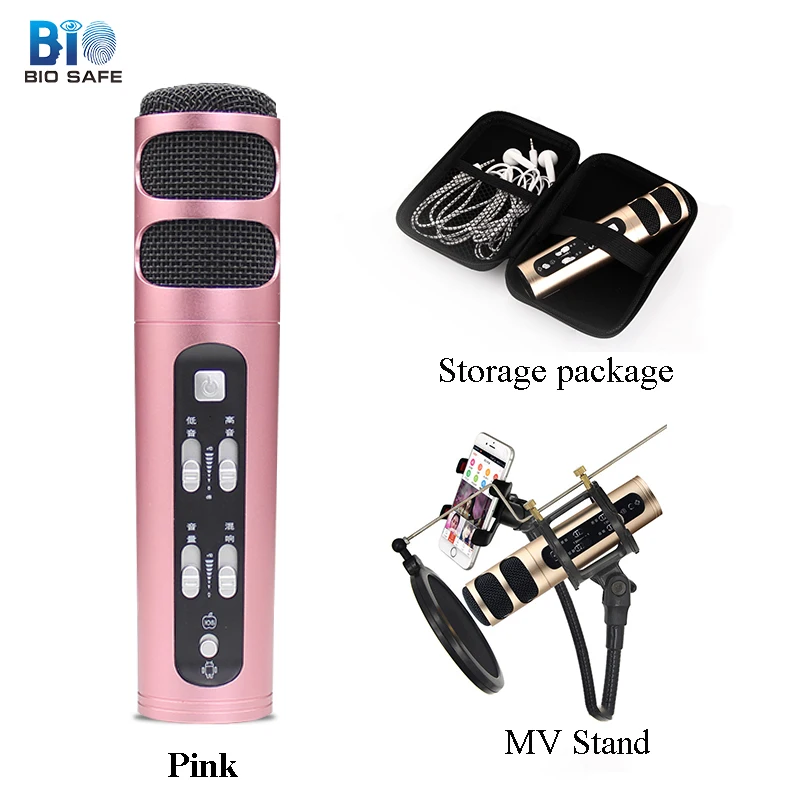 [Био микрофон] микрофон Microfono караоке для мобильного телефона проводной записывающие микрофоны Sound Studio с мВ стенд