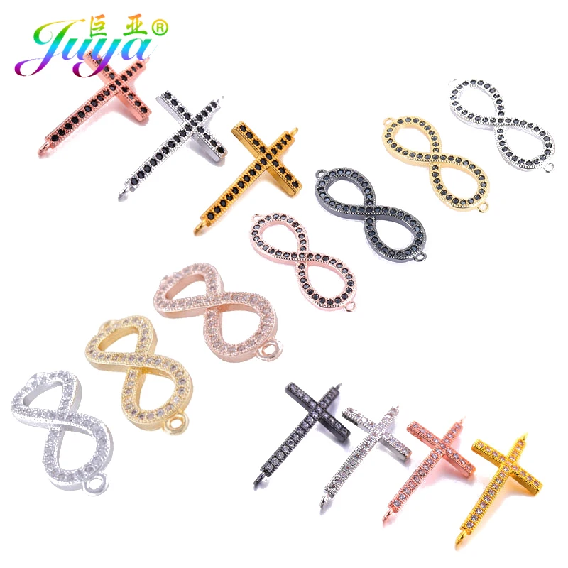

Juya DIY Fashion Jewelry Fittings Supplies Gold/Silver Infinity Cross Connector Charms For Women Men Charm Bracelets Making