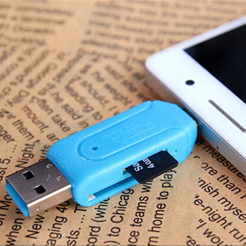 1pc 2 in 1 USB 2.0 OTG Memory Card Reader Adapter  Universal Micro USB TF SD Card Reader for PC Phone Computer Laptop