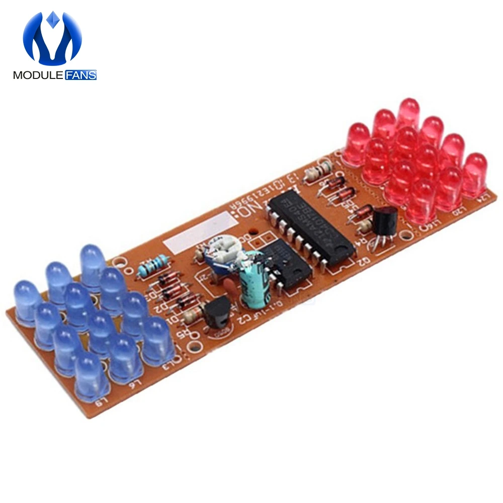 

NE555 + CD4017 Red Blue Double Color Flashing Lights Board Kit StrobePractice Learning DIY Kits Electronic Suite Module