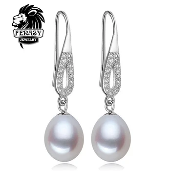 FENASY Pearl earring, Pearl with 925 Sterling Silver earrings,wedding Birthday gift Jewelry Women fashion earrings ,E017