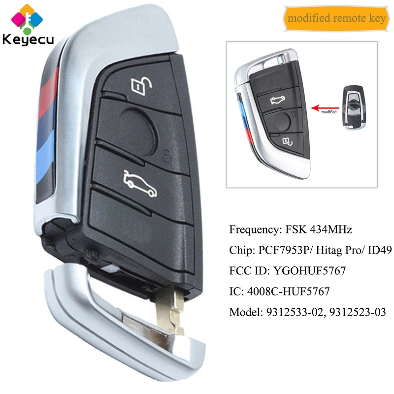 

KEYECU Modified CAS4 CAS4+ FEM Smart Remote Key With 3 Button 434MHz - FOB for BMW X3 F25 X4 F25 M2 F87 M3 M4 F80 F82 YGOHUF5767