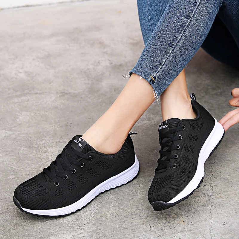 

Factory Direct Women Casual Shoes Fashion Breathable Walking Mesh Flat Shoes Sneakers Women 2019 Gym Vulcanized Tenis Feminino