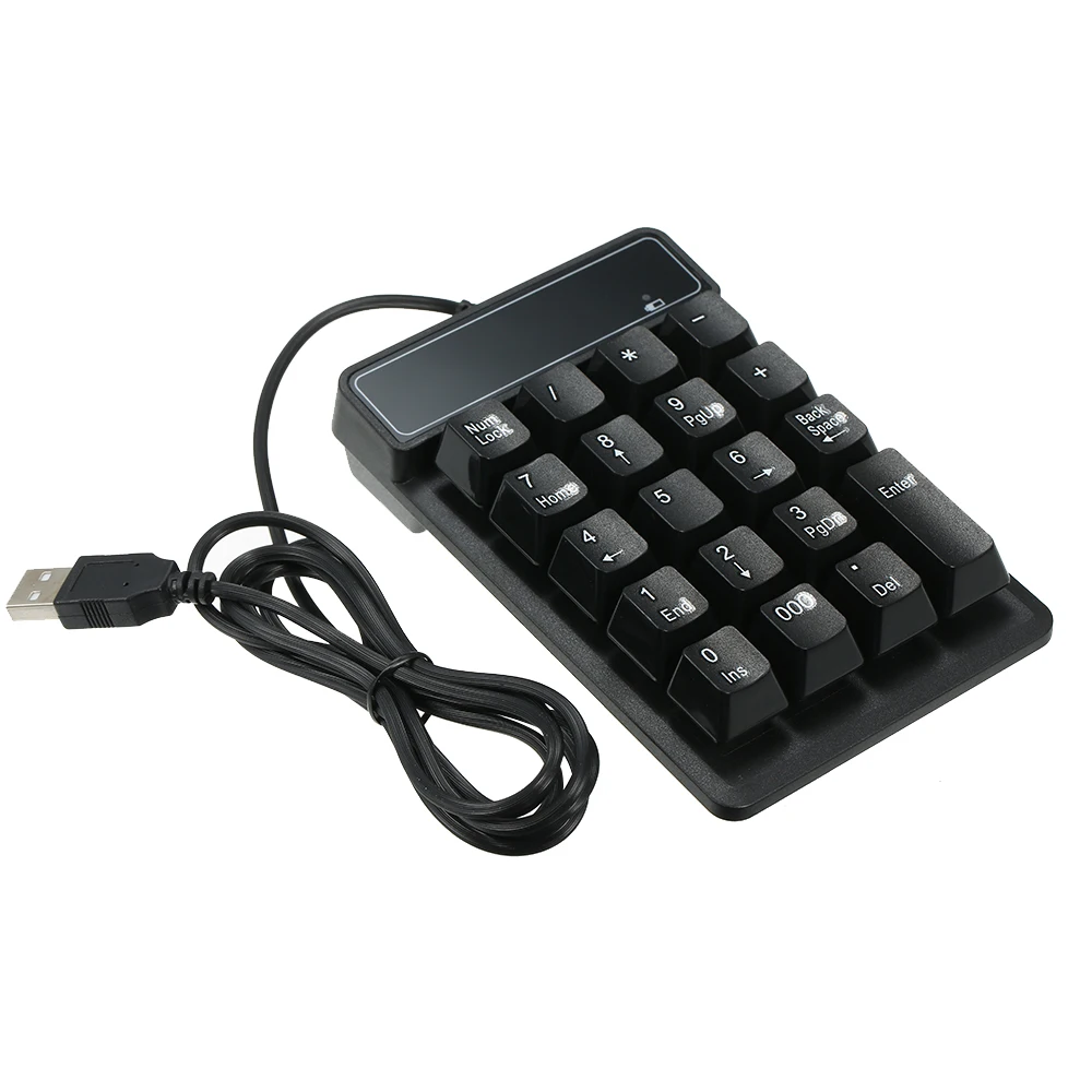 19 Keys Low Noise Mini Numeric Keypad Waterproof USB Wired ABS Material