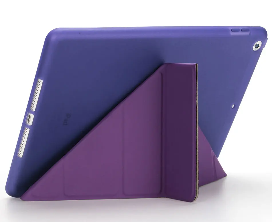 Multi-folded Tablets Case For iPad 9.7 2017 2018 TPU Soft Case PU Leather Tablet Case Protective Cover For iPad 9.7'' 2018 Case-3