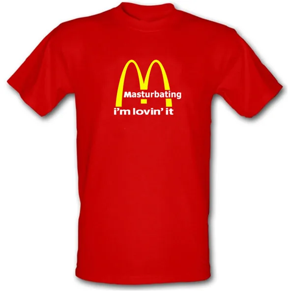

MASTURBATING I'M LOVING IT! Mcdonalds style Heavy Cotton t shirt Small to 5XL Breathable