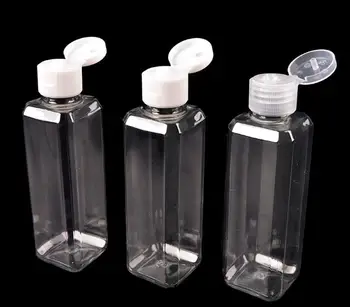 

2pcs/lot 100ml Clear Flip Top Cap Refillable Bottle Transparent Small Simple Empty Bottles Container Makeup Liquid Cosmetic Jar
