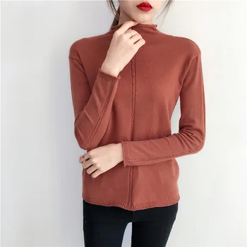 

2017 New winter half downneck female take the loose lipped twist shirt long sleeved sweater fitting
